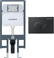 CastaDiva In-Wall Toilet Tank Carrier for Wall-Hung Toilets | Dual Flush Black Actuator Plate | Fits 2x4/2x6 Studs