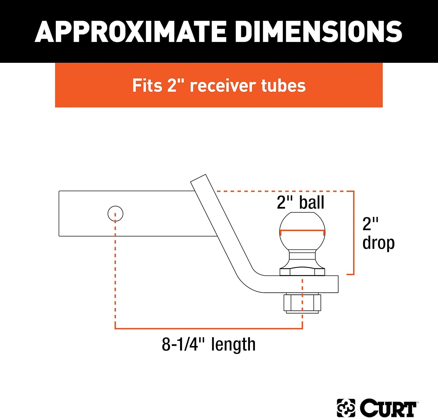 CURT Manufacturing 45295 Chrome Class III 2" Loaded Ball Mount with 2" Ball