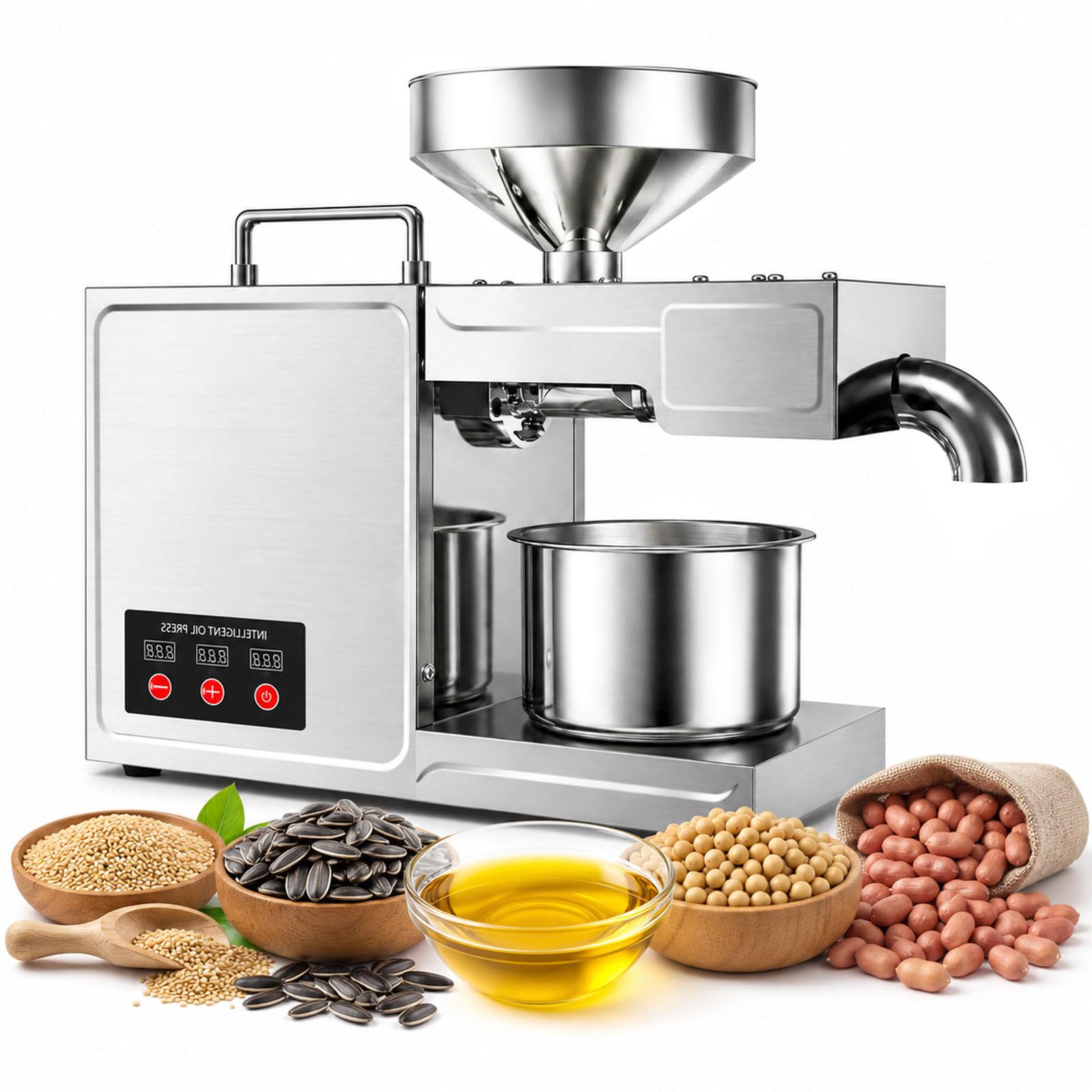 Automatic Oil Press, 820 W Seed Oil Maker with Hot & Cold Modes