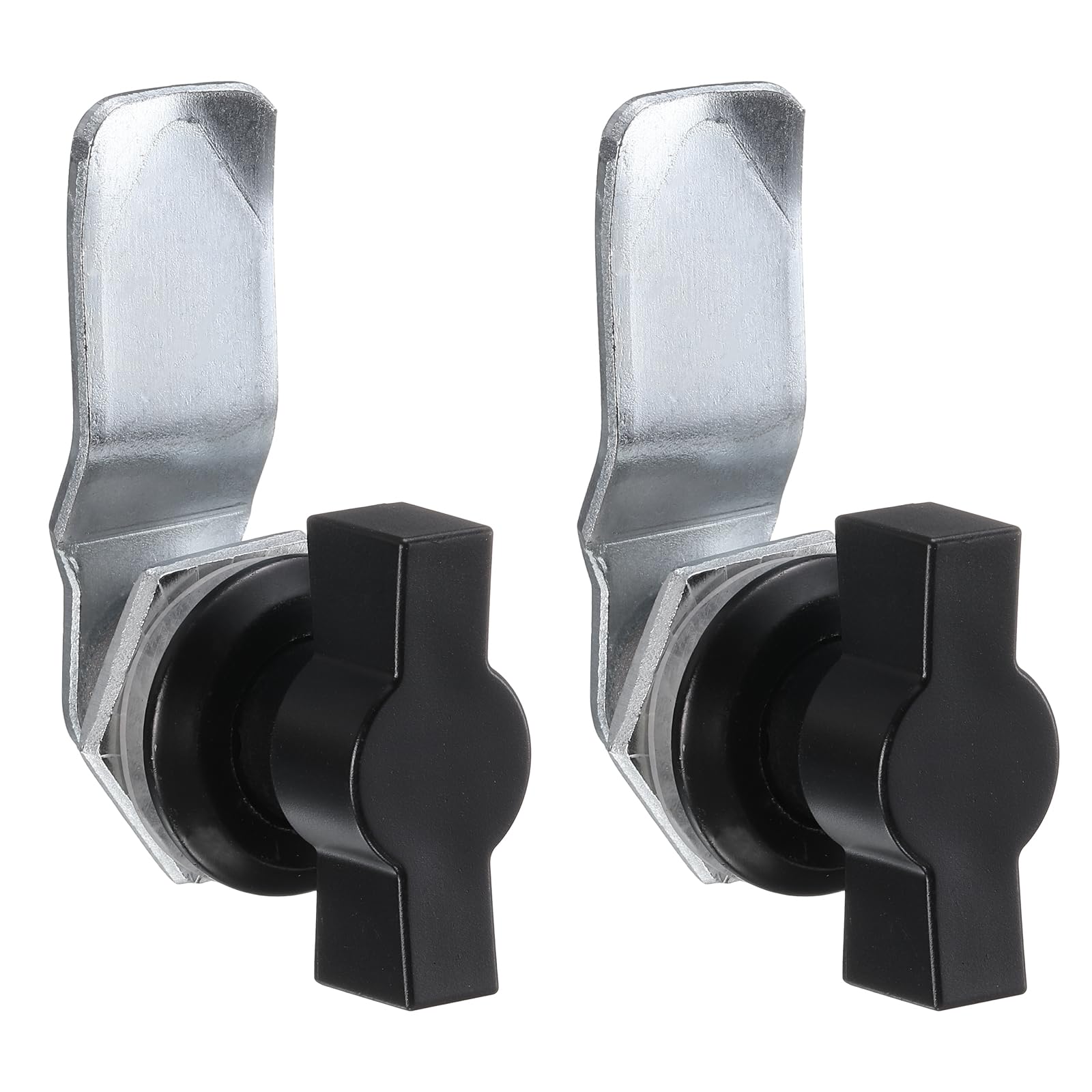 sourcing map Thumb Operated Offset Cam Lock, 5/7 Inch Cylinder Length Aluminum Alloy t Handle Swing Knob Turn Lock for Electric Box Mailbox (Black, Pack of 2)