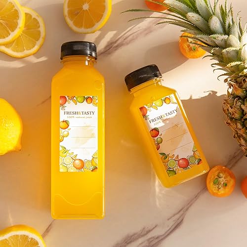 Miniatura 12 de TOMNK 100 botellas de plástico vacías de 8 onzas con tapas, recipientes reutilizables transparentes a granel para bebidas con etiqueta, embudo