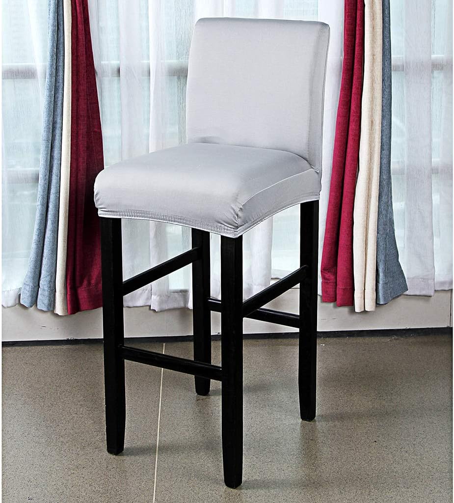 BTSKY 2 Pack Stretch Chair Cover Slipcovers, Counter Height Bar Stool Covers Dining Room Kitchen Barstool Cafe Furniture High Seat Chair Protectors Grey