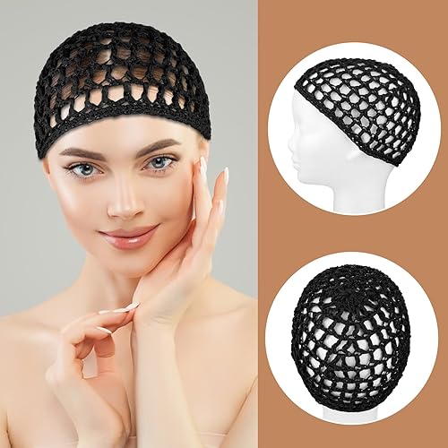 Miniatura 6 de Red de pelo de ganchillo de malla para mujer, sombrero de red de ganchillo para mujer, gorra de ganchillo para dormir, accesorio para dormir grueso
