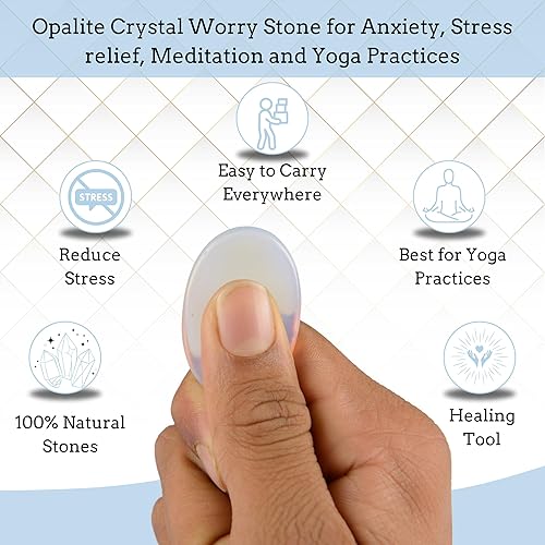 Miniatura 4 de Piedra de pulgar Opalite Worry para aliviar el estrés, meditación y relajación, piedra curativa de cristal pulido para el pulgar para hombres