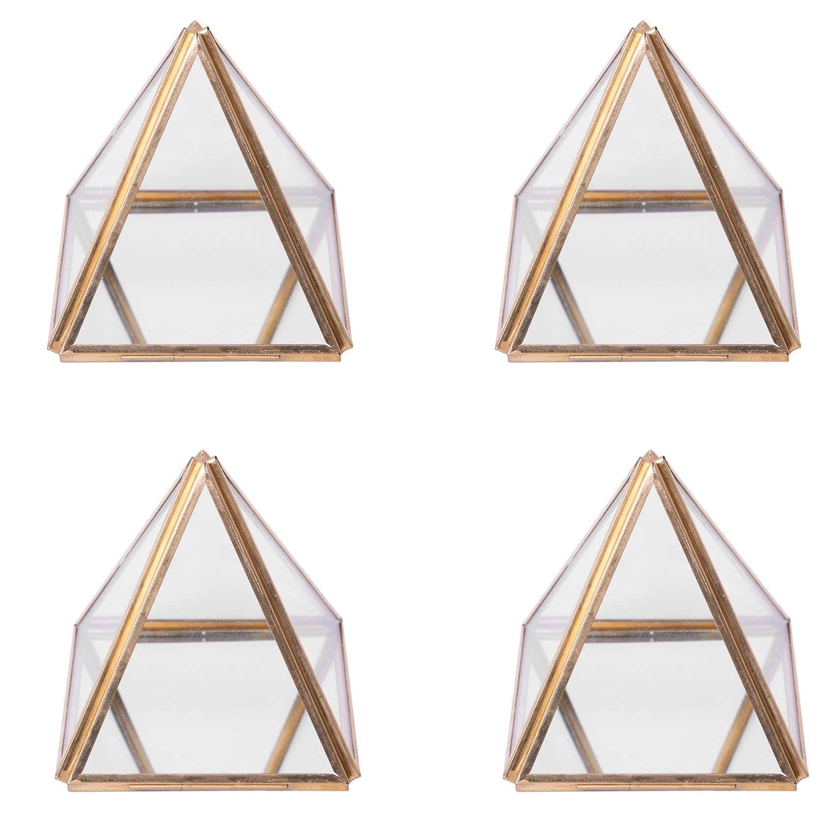 Porte-bagues en verre géométrique et finitions dorées haute qualité