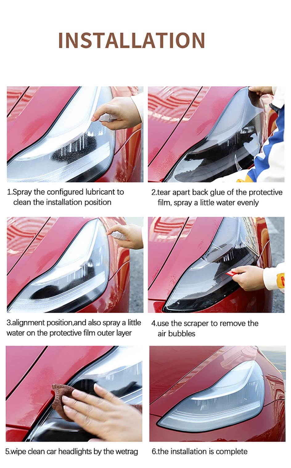 2 Pezzi Auto Faro Tinta Nero Pellicola Protettiva Vinile Protezione Adesivo TPU Trasparente, per BMW i3 2013-2020 Accessori