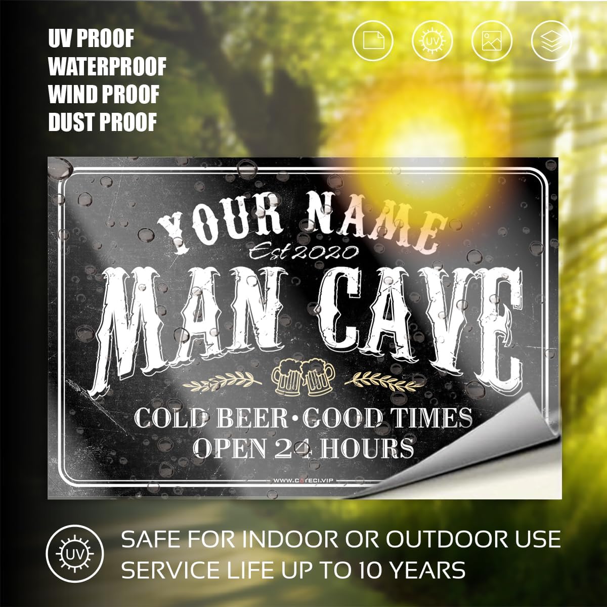 Custom Man Cave Sticker 2x4in– Personalized Name Decal for Laptop, Water Bottle, Tool Chest – Great Gift for Dad, Husband, Grandpa – Weatherproof Indoor/Outdoor Use image 3