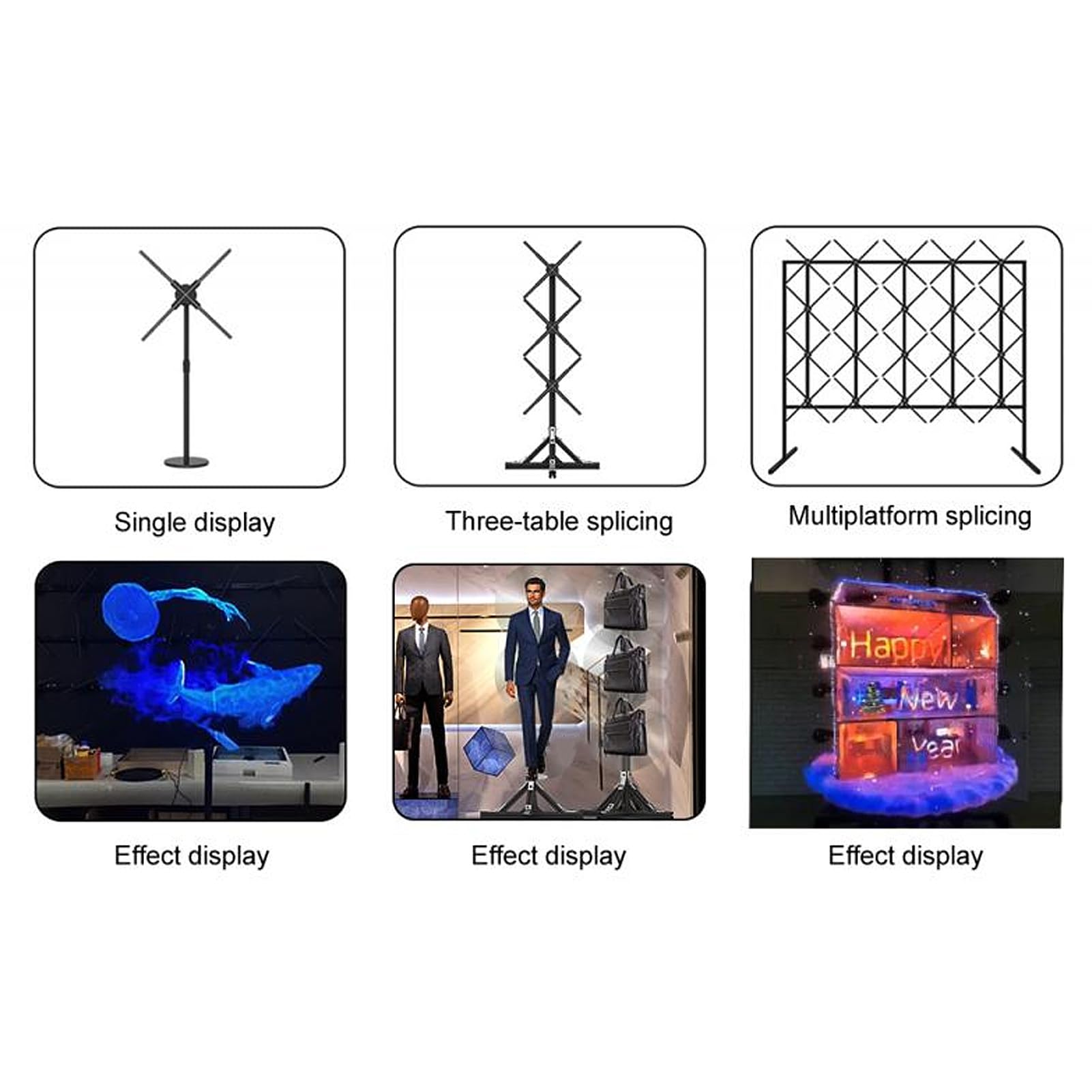 Ventilateur D'hologramme 3D, Ventilateur de Projecteur Holographique Rotatif 678 LED APP WiFi Bluetooth Télécommande 22 Pouces Kit de Ventilateur D'hologramme 3D (Prise UE 220V)