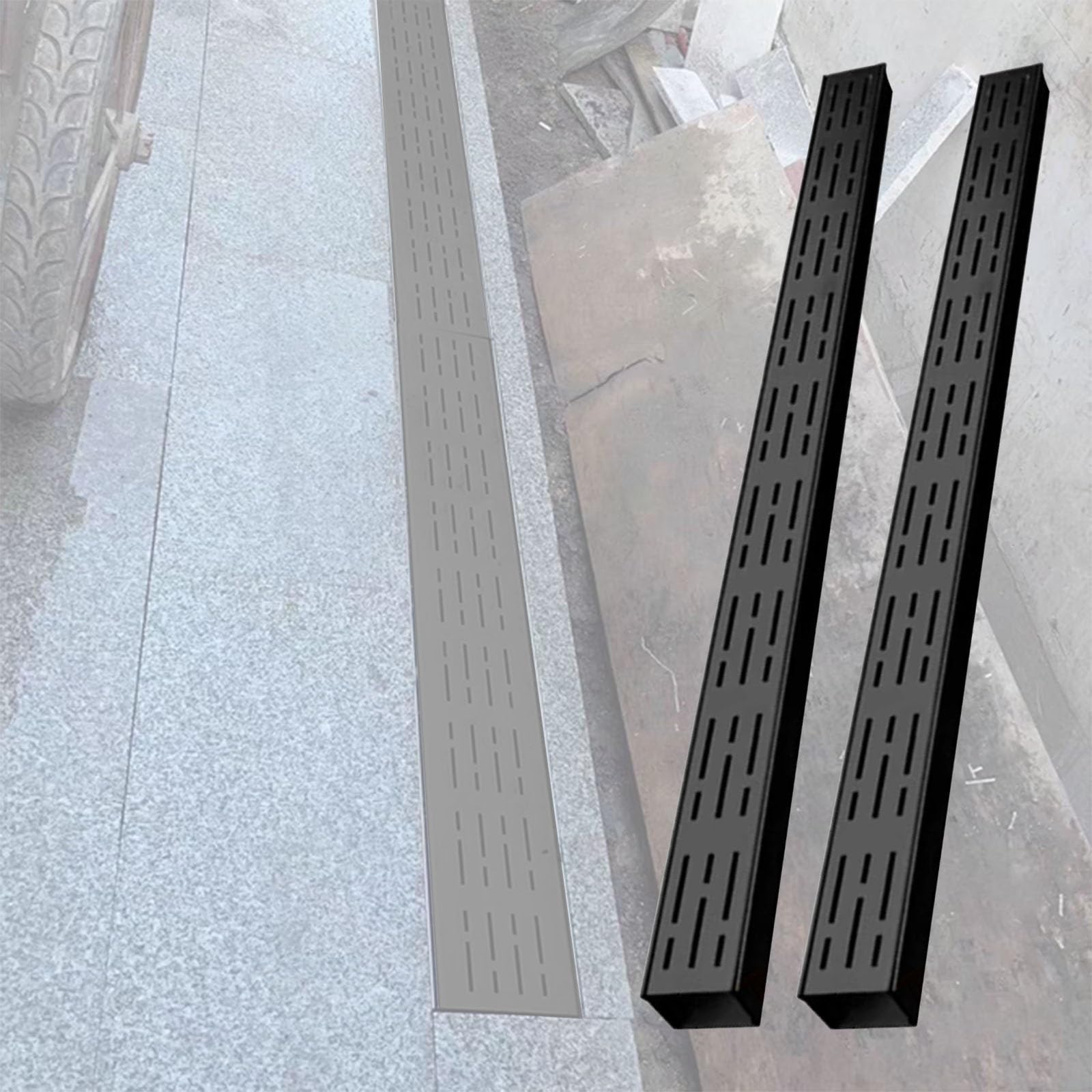 Caniveau de drainage pour patio et aménagement de jardin en lot de 2