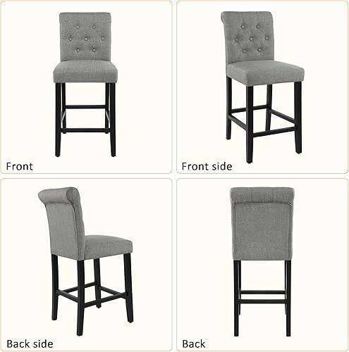 Miniatura 10 de GOTMINSI Taburetes de bar de 24 pulgadas para isla de cocina, juego de 2 taburetes de bar de tela, taburetes de bar tapizados con parte trasera