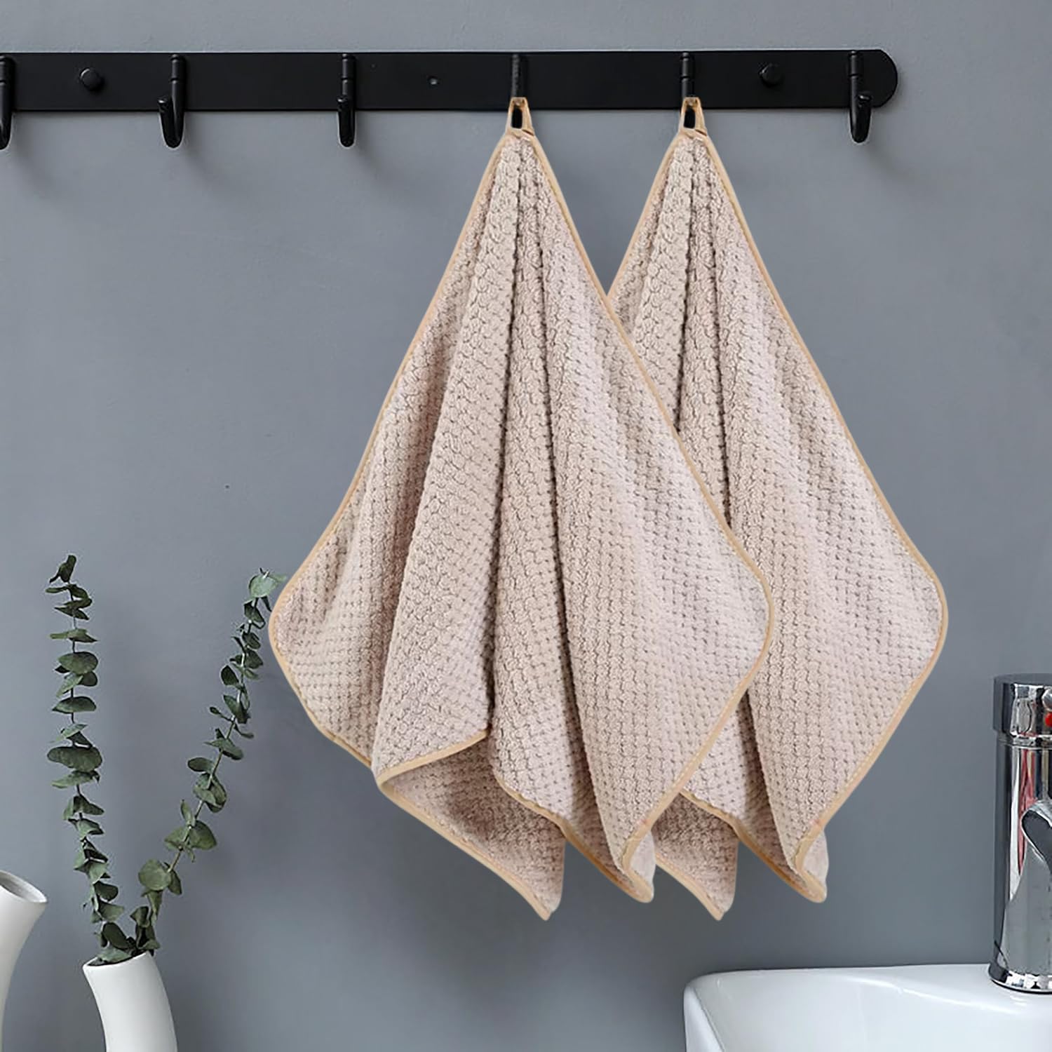 LINEAR Microfiber Hand Towels/Face Towel/Small Size Towel/Towel for Men, Women & Babies/Ultra Soft, Absorbent & Quick Dry Towels for Gym, Travel 300 GSM (Cream)-image-10