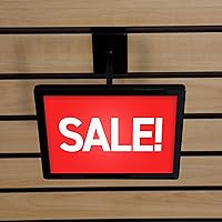 Vista 5 de SSWBasics Soporte rectangular negro para letrero de pared de Slatwall, con capacidad para letreros de 7 pulgadas de ancho x 5 ½ pulgadas de alto