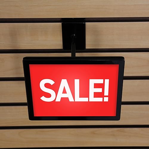 Miniatura 5 de SSWBasics Soporte rectangular negro para letrero de pared de Slatwall, con capacidad para letreros de 7 pulgadas de ancho x 5 pulgadas de alto,