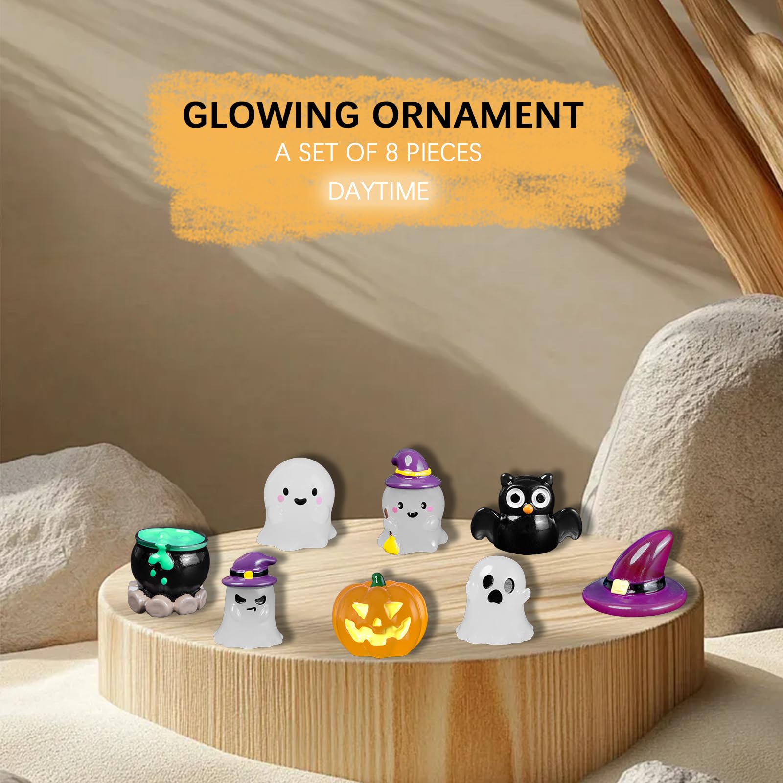 JNAWA 17Pieces Halloween Resin Luminous Ornaments Tiny Glow In The Dark Figurines Mixed Small Cute Landscape Desk Decoration for Garden Aquarium Dollhouse - Image 4