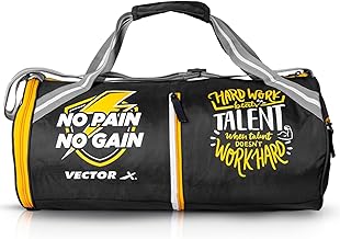 Vector X No Pain Gym Duffel 22L Sports Bag for Men and Women with Shoes Compartment Polyester | Front Utility Pocket |Durable Base | Adjustable Shoulder Strap (Black)