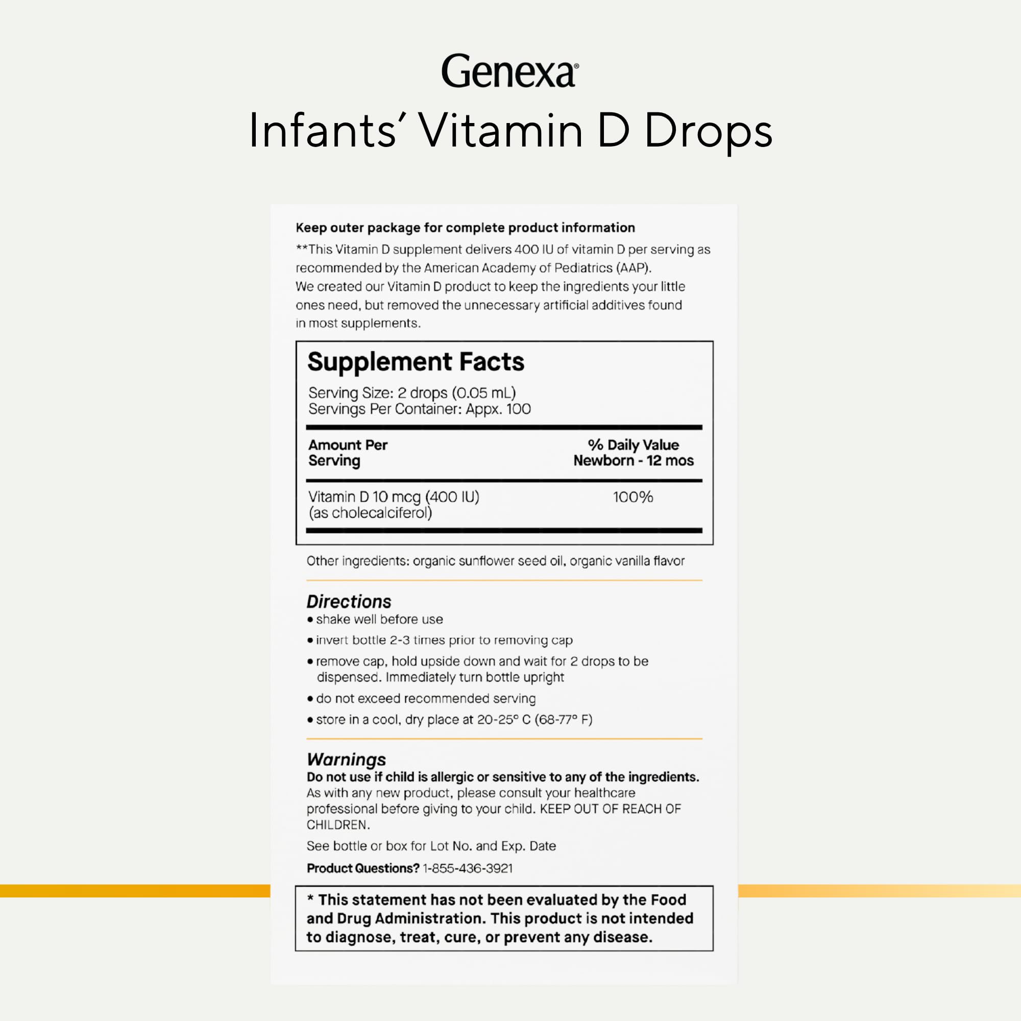 Genexa Vitamin D Drops for Infants & Newborn, Made Clean, 100 Servings — Amazon image 5