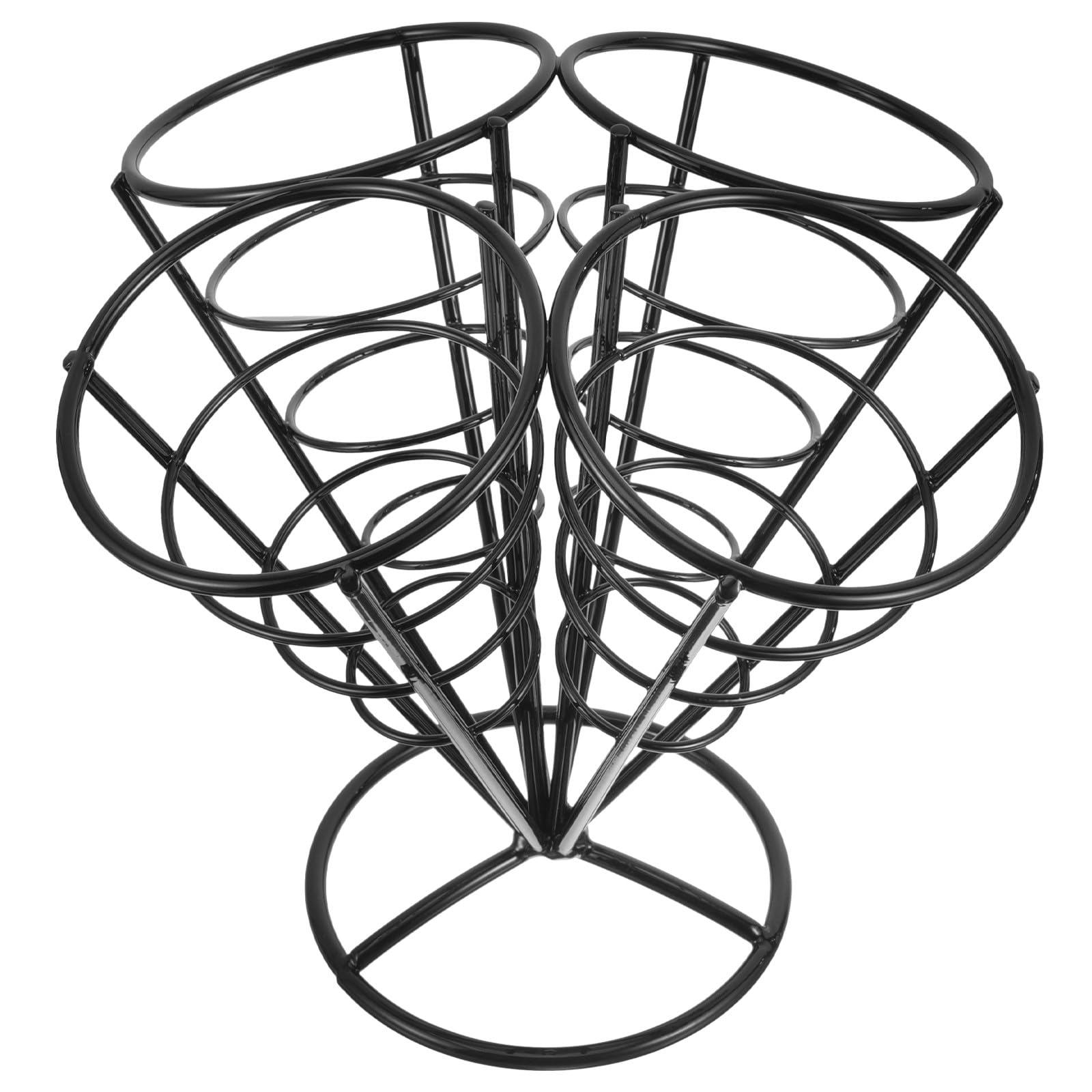 Soporte de acero inoxidable negro tipo cesta con 4 agujeros para exhibici[strong]ó[/strong]n de aperitivos