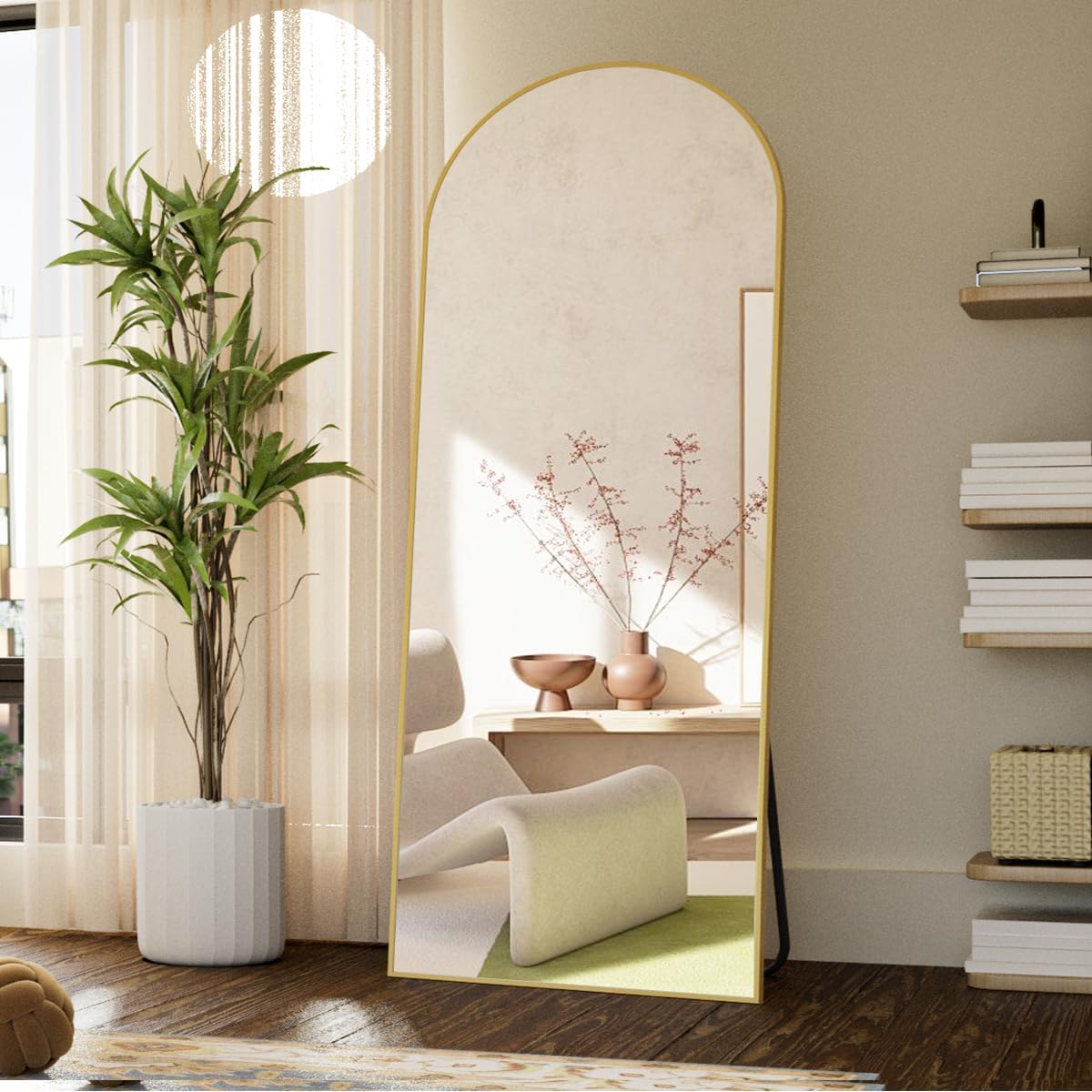Koonmi 65x24 Arched Full Length Mirror, Floor Mirror with Stand