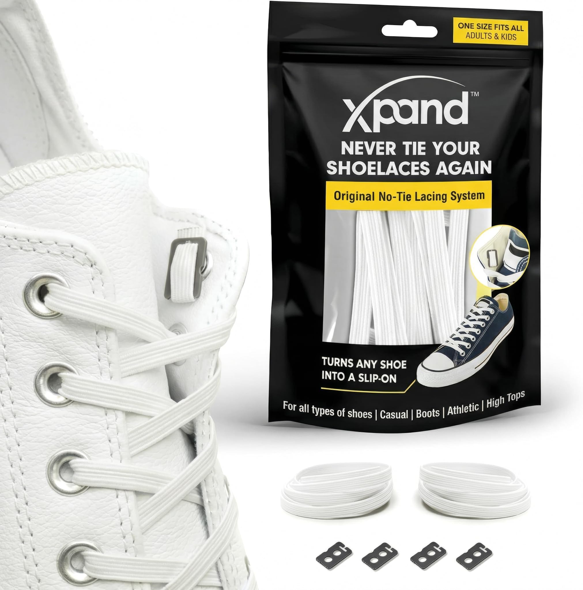 No Tie Shoelaces - Flat Elastic Laces with Adjustable Tension - Slip-on Any Shoes