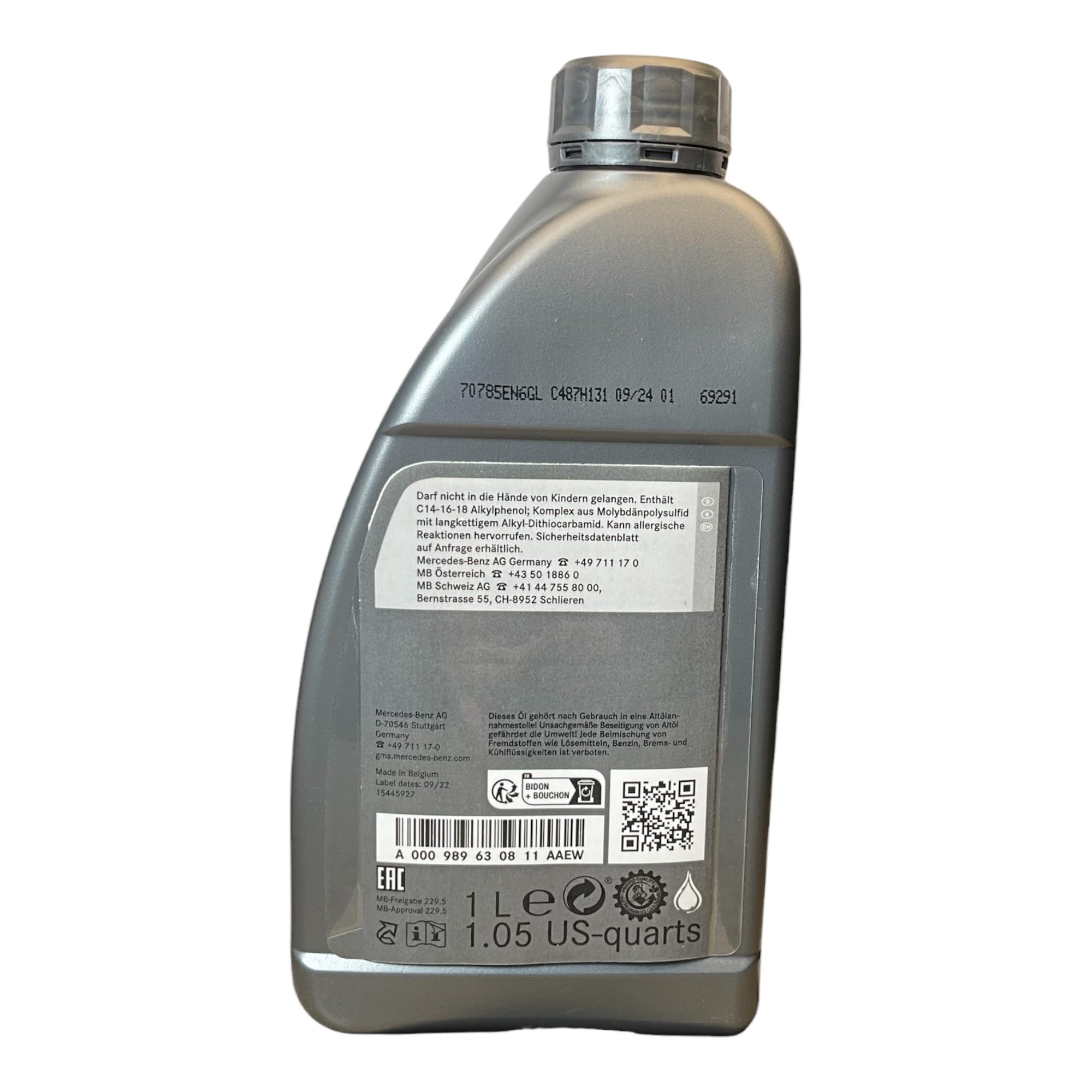 Amazon | Mercedes-Benz Olio motore originale, 5W-40 MB 229.5, 1