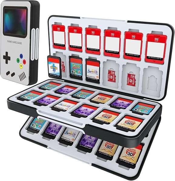 HEIYING Étui pour Cartes de Jeu pour Nintendo Switch 2 / Switch OLED,Boîte de Rangement Portable avec 48 Emplacements pour Cartes de Jeu et 24 Emplacements pour Cartes Micro SD - 1