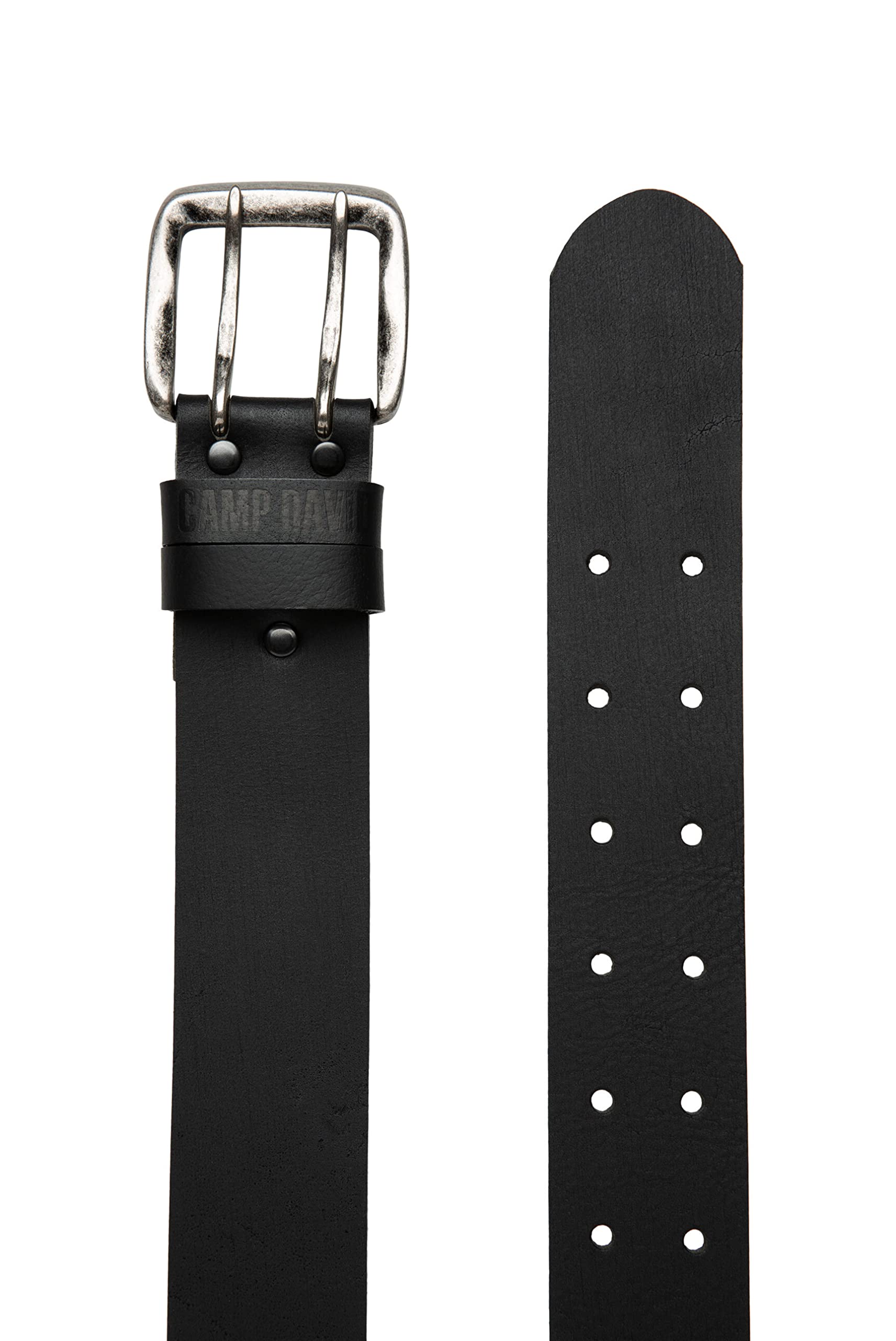 Camp David Gürtel Herren aus Büffelleder, 45 mm breit, nickelfreie Doppeldornschließe in Altsilber, robust & komfortabel, Vintage Look – ideal zu Jeans