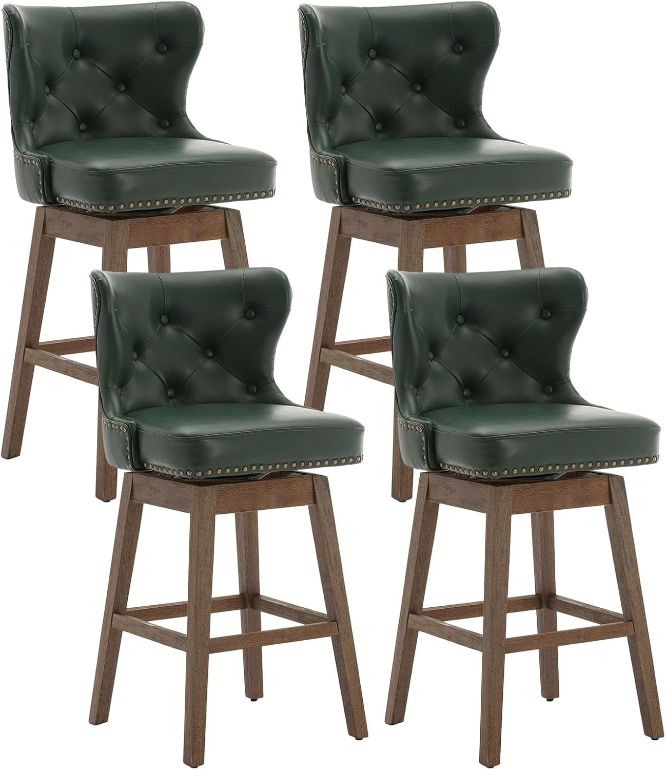 Bar Stools Set of 4, 26" Leather Counter Height Swivel