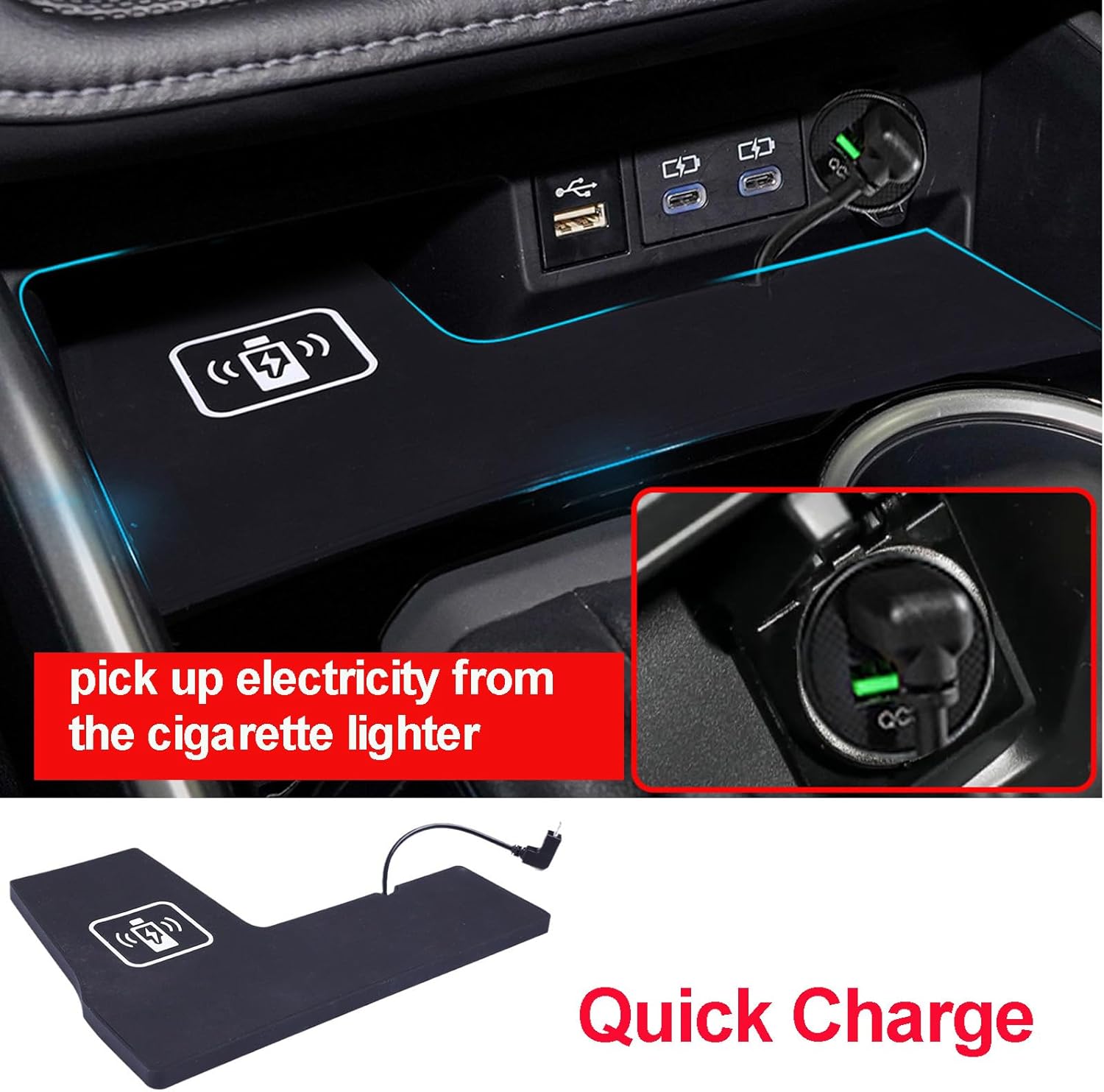 Phone Wireless Charging Pad Mat Fit for Toyota Highlander 2020 2021 2022 2023 Accessories Wireless Charging Pad for All Qi Phone