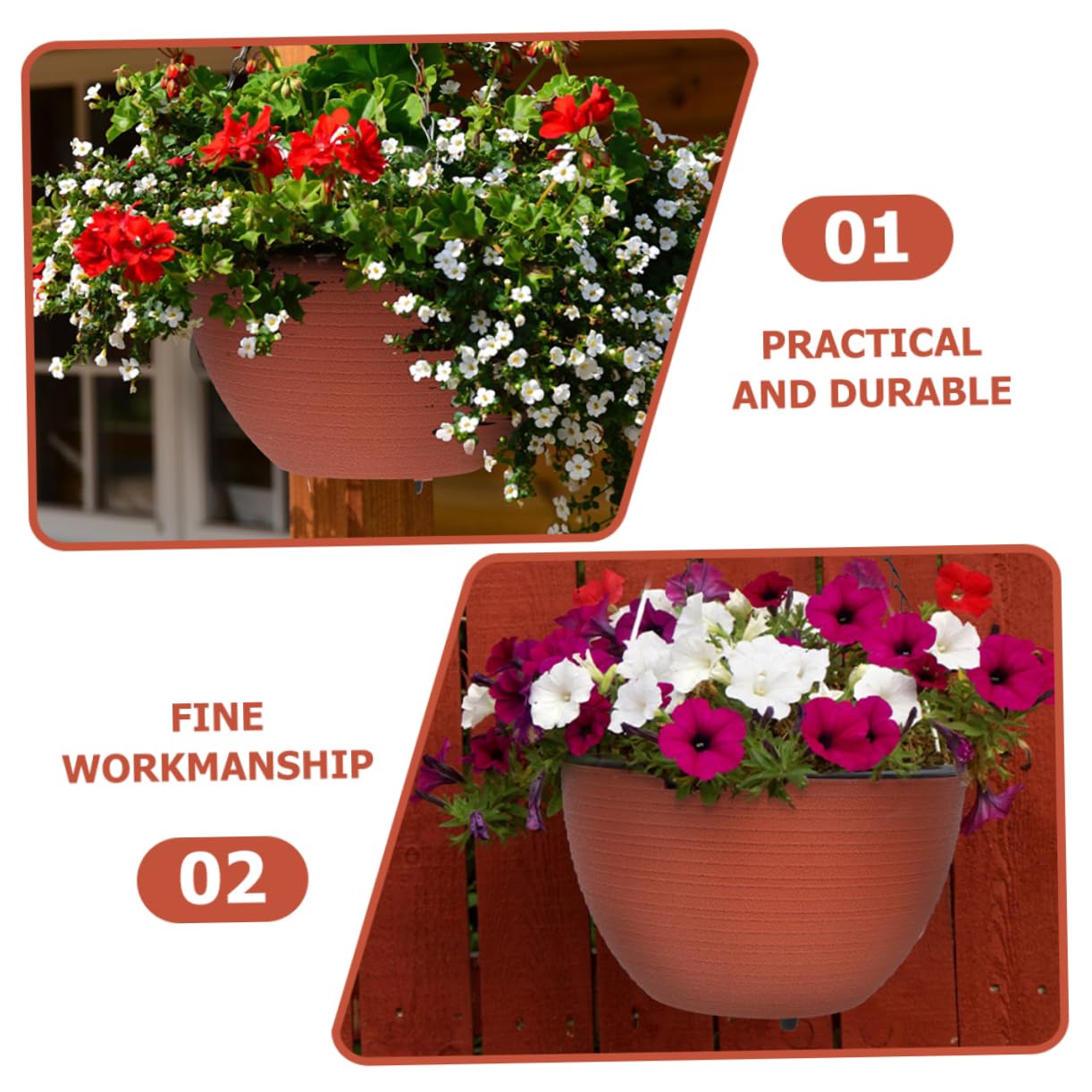 Selbstbewässernder mit Praktischem Design und Feiner Verarbeitung aus Kunststoff Pflanztopf Hängender für Blumen und Grüne Pflanzen für Garten und Balkon