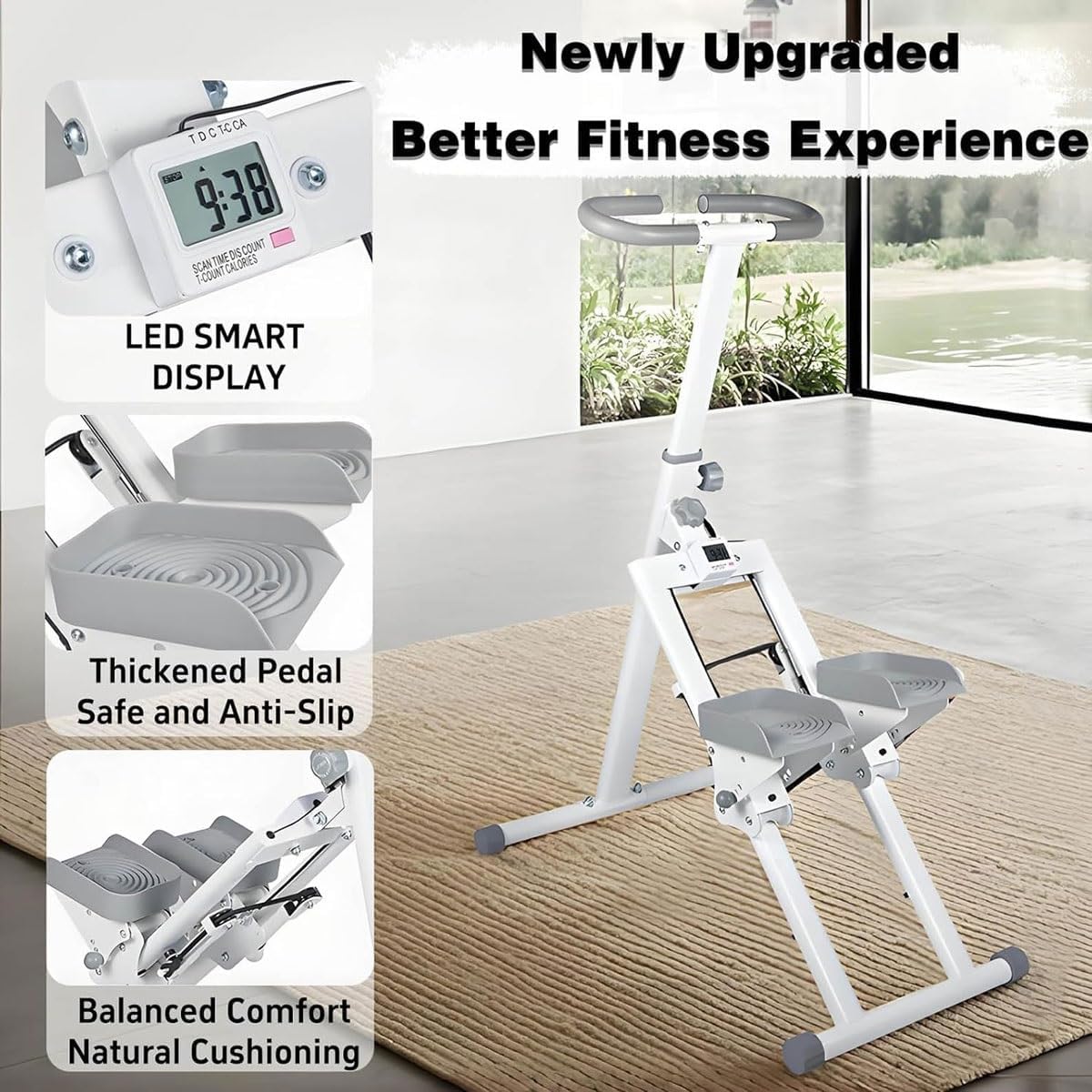 Vertical Climber For Home Gym Exercise,Foldable Mountain Climbing Machine With LCD Stair Stepper Machine For Full Body Workout Folding Exercise Fitness Step With Adjustable Handlebar Pedals Cardio