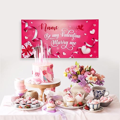 Miniatura 140 de Cartel de fondo personalizado para el día de San Valentín, decoración de San Valentín, letrero de vinilo con texto en inglés "Be My Valentine
