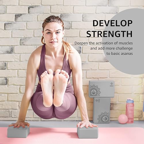 Miniatura 8 de Overmont Yoga Block 2 Pack Supportive Latex-Free EVA Foam Soft Non-Slip Surface for General Fitness Pilates Stretching and Meditation 9"x6"x3" Yoga