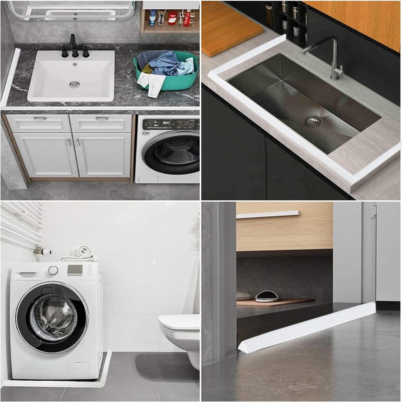 Striscia impermeabile per bagno, Striscia autoadesiva per bagno Striscia blocca acqua con nastro sigillante, Tappo acqua pieghevole, Striscia sigillante per doccia ( Color : Clear , Size : 260CM )