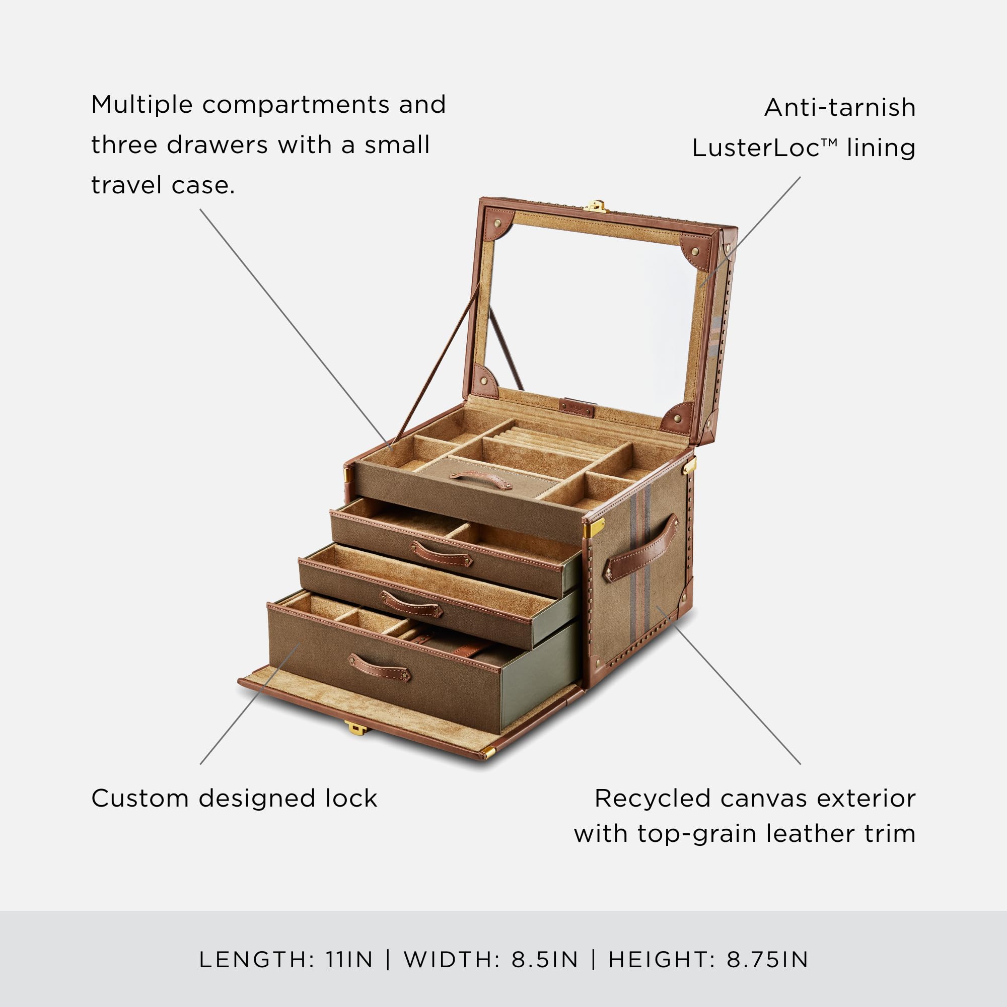 Kouichi　茶系UJ 3wayトランクテーブル＆大ボックスセット Amazon.com: WOLF Ida Trunk Jewelry Box, Khaki - Trunk-Style