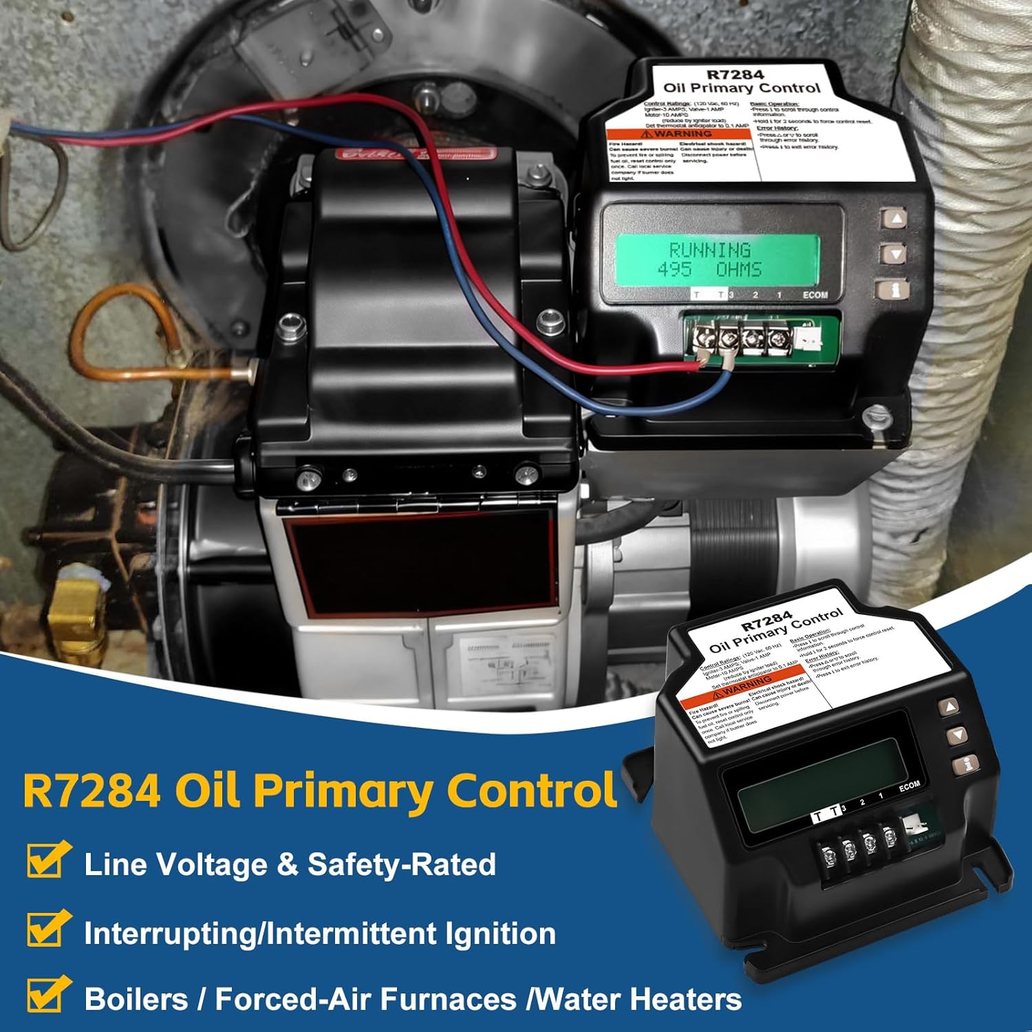 R7284U-1004 Electronic Oil Primary with Programmable Parameters and LCD Display for Honeywell R8184G -Replaces R7184B1024