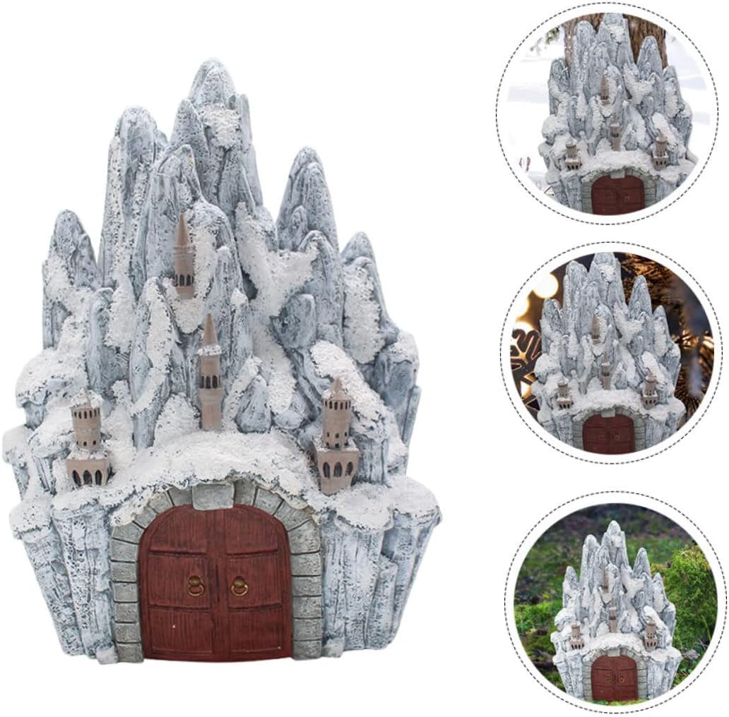 Luminous Resin Castle Tabletop Ornament for Winter Decor Festive Household Adornment for Home Garden Patio and Holiday Celebrations
