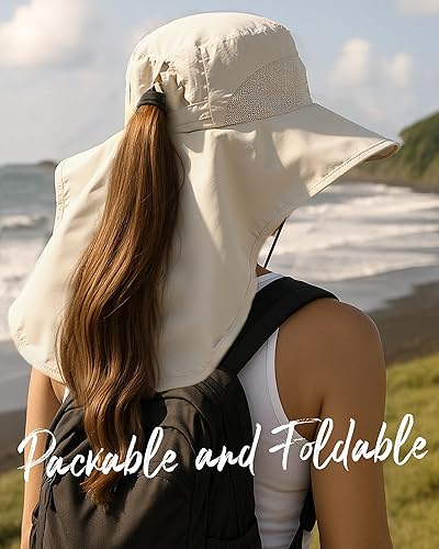 Miniatura 3 de Sombrero de pesca para senderismo y hombre, impermeable, de nailon con solapa grande para el cuello, UPF 50+, para mujeres y hombres