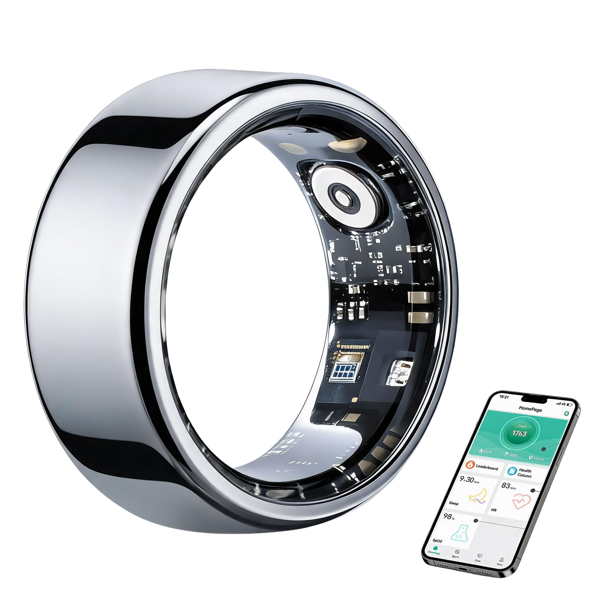 7# Smart Ring for Women & Men - Fitness Ring，Health Tracker Ring with Heart Rate, Blood Oxygen,Blood Pressure, Sleep Heart Rate Tracker for iOS Android ，5ATM+IP68 Waterproof-picture-24