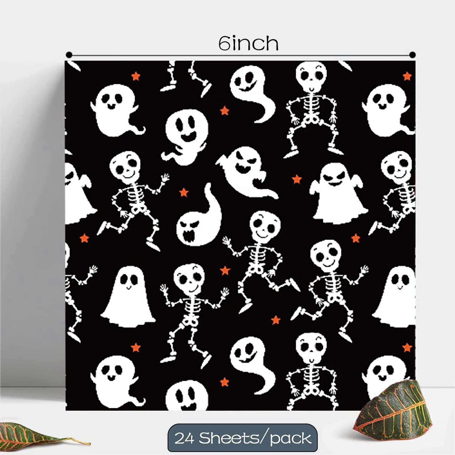 YASMEN Scrapbook Paper Pad - 6"×6” - 24 Sheets Halloween Scrapbooking Supplies Kit - 160gsm Single-Sided Pattern, Designer Planner, Junk Journal Craft Paper, Card Making Supplies