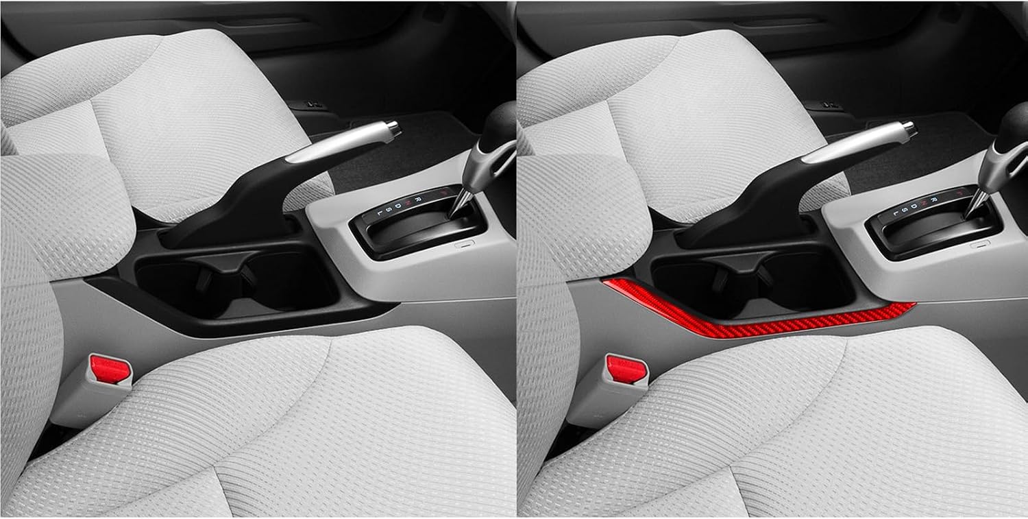 Real Premium 3K Carbon Fiber Decals Center armrest Left/Right of Floor Console Sticker Trim Decoration Cover Compatible with Honda Civic 9 Coupe Sedan 2013 2014 2015 Car Interior Accessories 2pcs Red