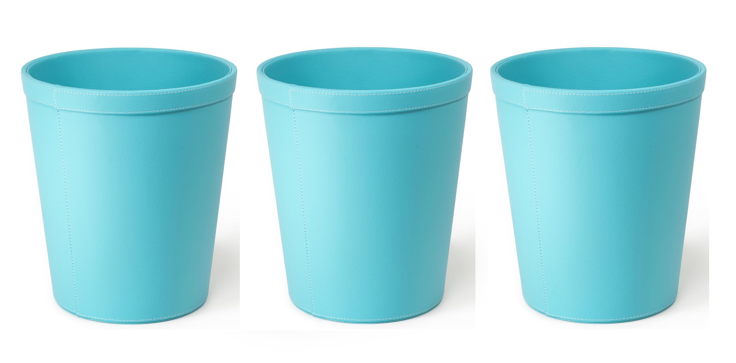OSCO Faux Leather Waste Bin – 12 Litre Round Waste Paper Basket – Stylish Leather Finish Bin for Home Office, Study, Bathroom, Desk – Easy Clean Surface – Compact & Elegant, Single, Turquoise