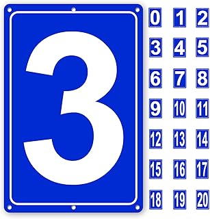 Numbered Sign 3, Aluminum Number Signs for Tennis Court, 12x8 inches Signage for Parking Lots and Public Spaces, Weatherproof and Easy to Install Metal Signs