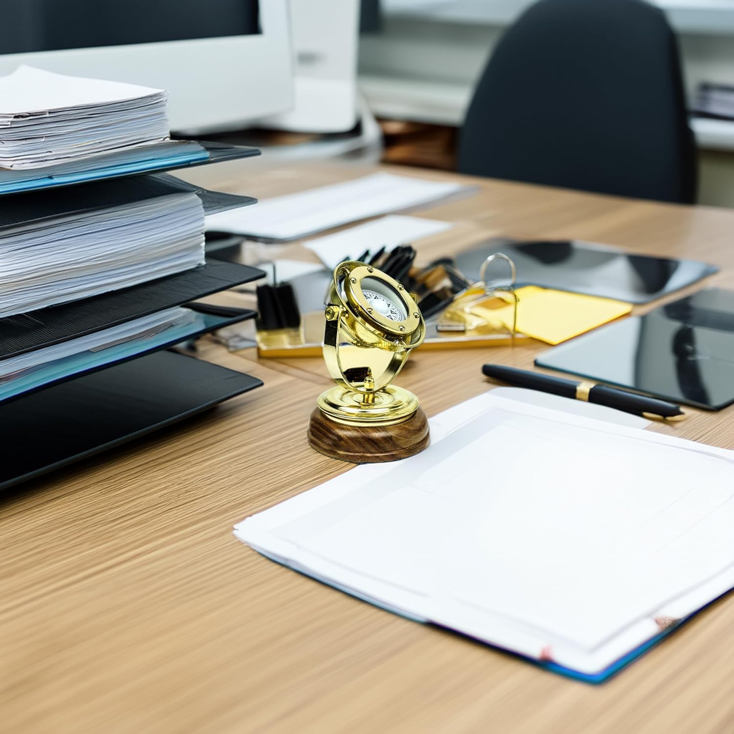 5" Gimbaled Brass Compass with Stand Nautical Collectibles