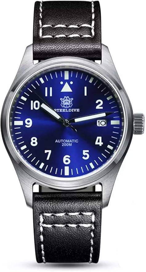 Steeldive SD1940 - Orologio da pilota, Mark XVIII Flieger, NH35, Zaffiro,  Blu, Lume, 200 m Diver, BNIB : Amazon.it: Orologi