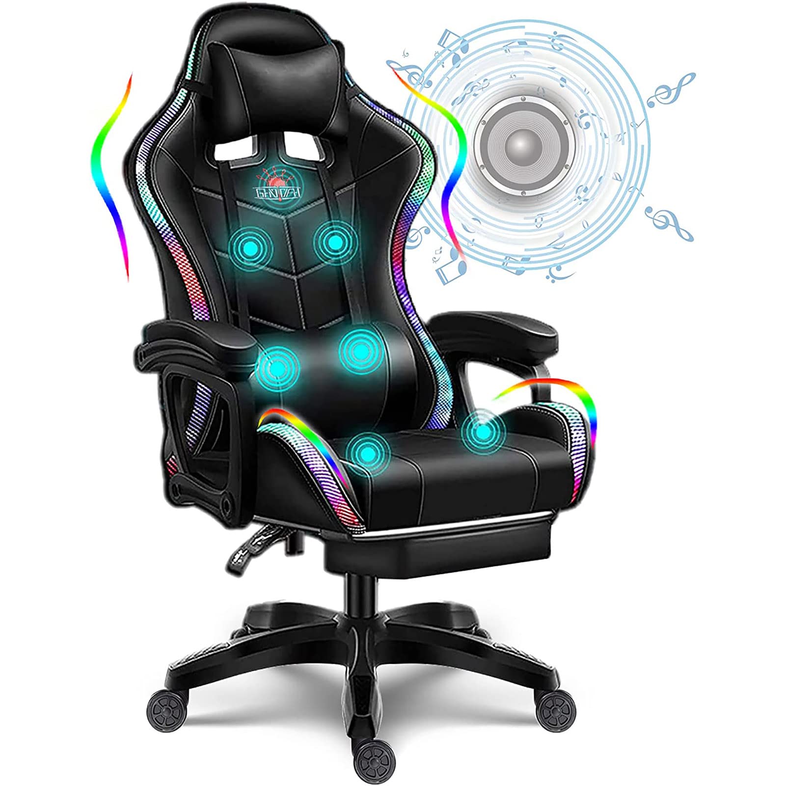Chaise de jeu vidéo ordinateur fauteuil bureau ergonomique inclinable avec coussin
