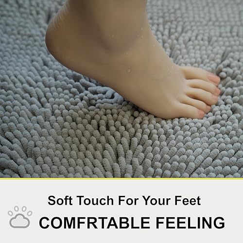 Miniatura 4 de Juego de 2 alfombras de baño absorbentes para baño, felpilla muy suave, antideslizante, 32 x 20 + 20 x 20 pulgadas, alfombra de baño en forma de U,