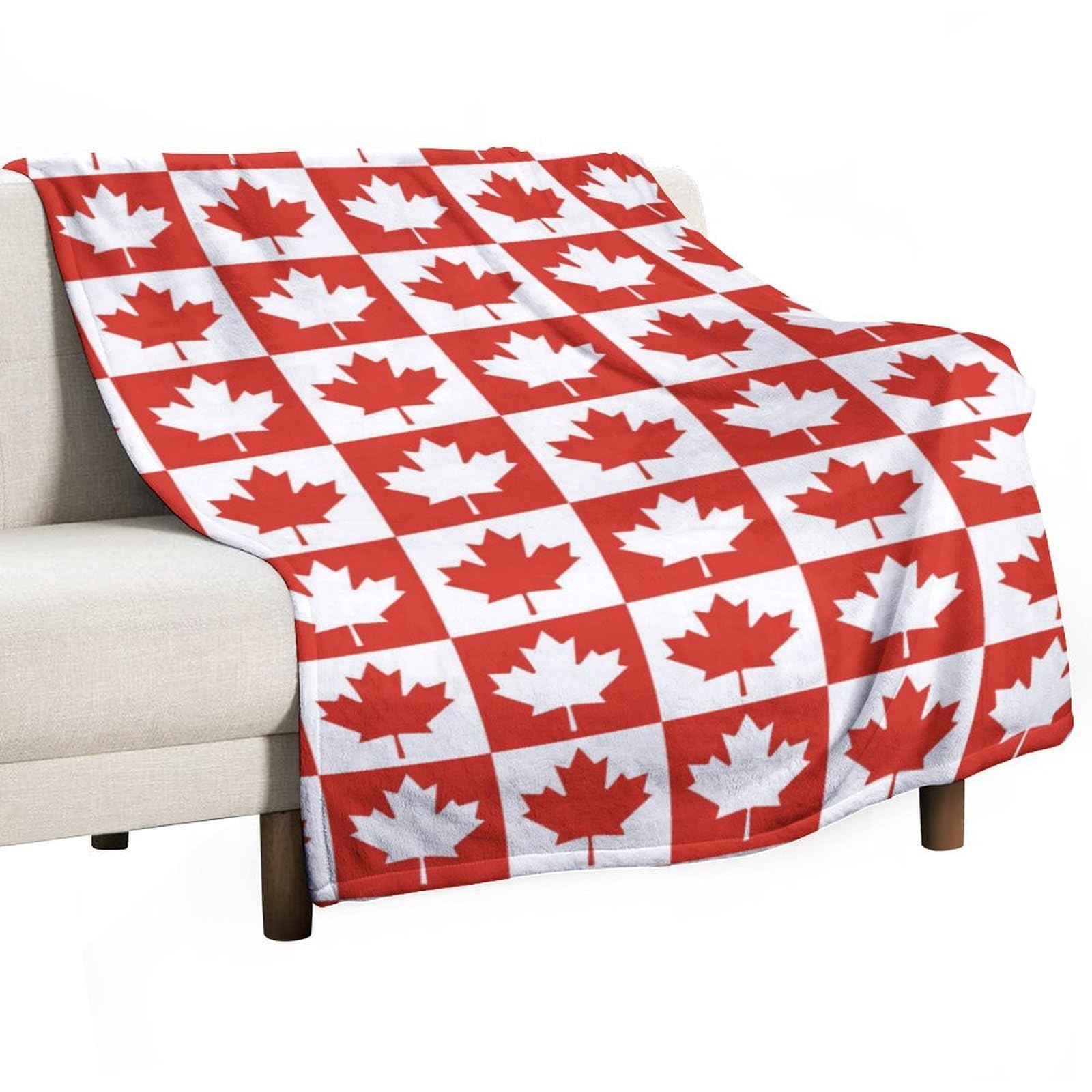CGSBNGHA Maple Leaf Canada CA Flag Flannel Fleece Blanket Lightweight Soft Throw Blankets for Sofa Couch Bed Chair