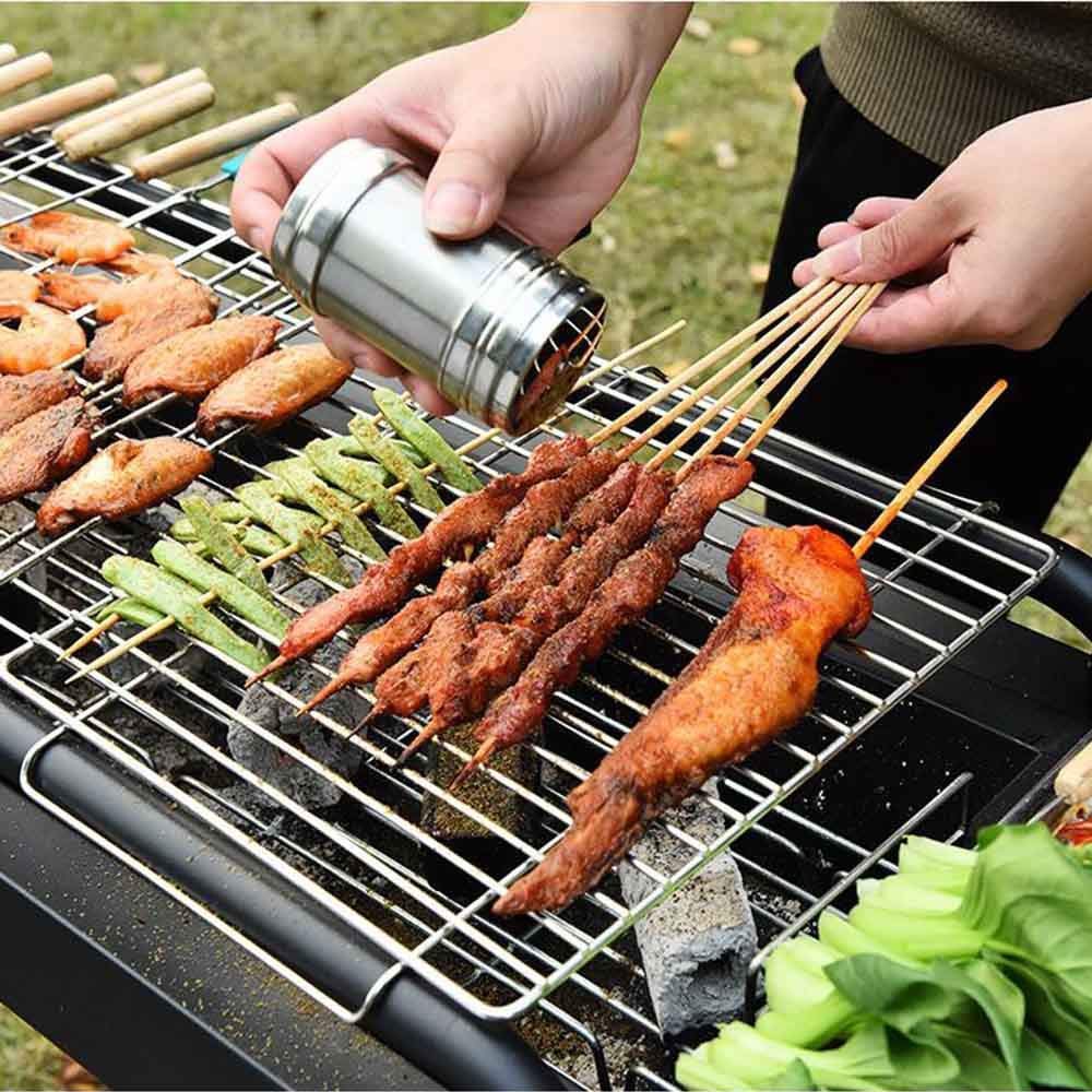 Supporto per barbecue, Griglia for barbecue a carbone for portatile in acciaio inossidabile, spiedini for esterno for 5-7 persone Campeggio da giardino for picnic
