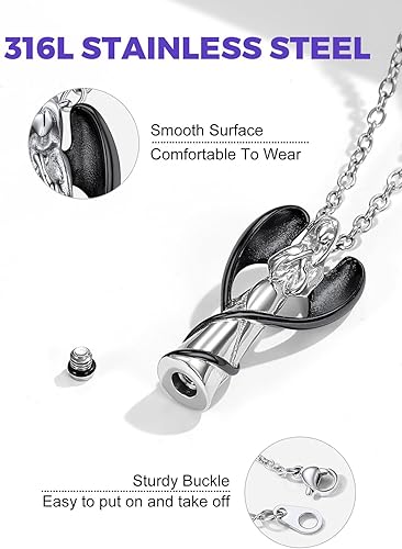 Miniatura 6 de Richsteel Collares de urna para cenizas para mujeres y hombres, collar con colgante de cremación para cenizas, joyería conmemorativa de acero