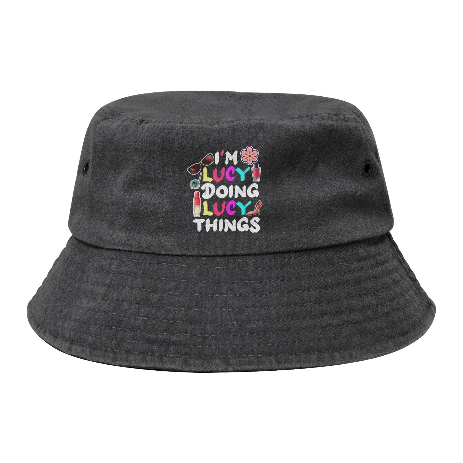 Qauirfe I'm Lucy Doing Lucy Things Fashion Cowboy Denim Fisherman Hat Outdoor Fishing Cap Sun
